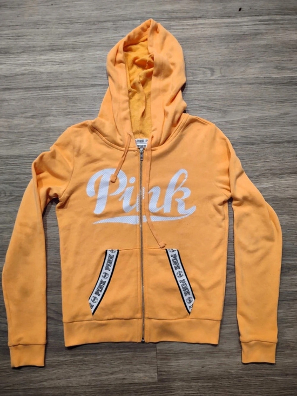 Victoria'Small Secret PINK Victoria'Small Secret Full Zip Hoodie Yellow White